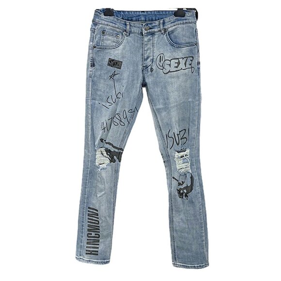 Ksubi Graphic Letter Print Tapered Jeans